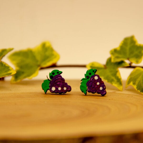 Leseni Woody uhani – GROZDJE 🍇✨