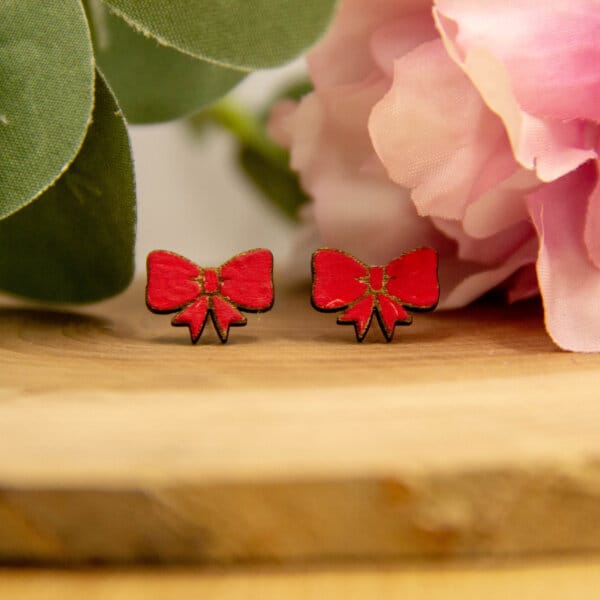 Leseni Woody uhani - MAŠNA 🎀✨ - rdeča