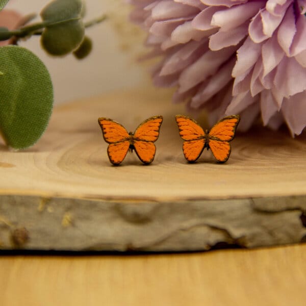 Leseni Woody uhani - METULJ 🦋✨ - oranžna