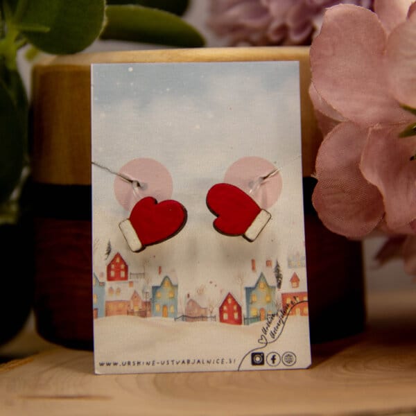 CLIP uhani - ROKAVICE - rdeča