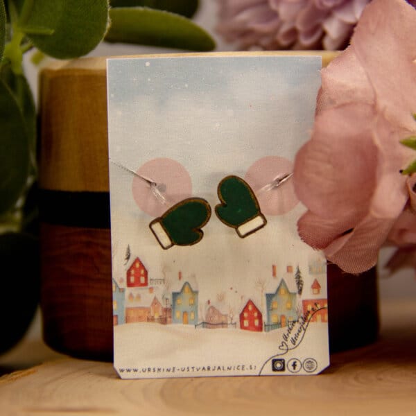 CLIP uhani - ROKAVICE - zelene