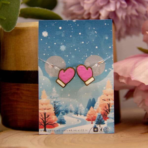 CLIP uhani - ROKAVICE - roza