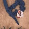 Elasika za lase – scrunchi - jeans z mašnico