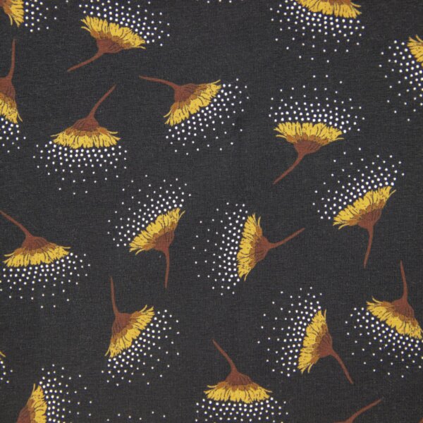 cvetlični vzorec - rjavkaste cvetke na črni