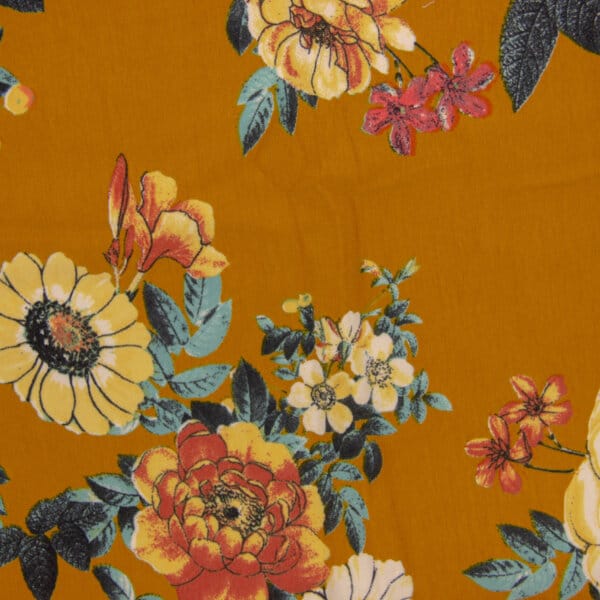 cvetlični vzorec - šopki na oker rumeni