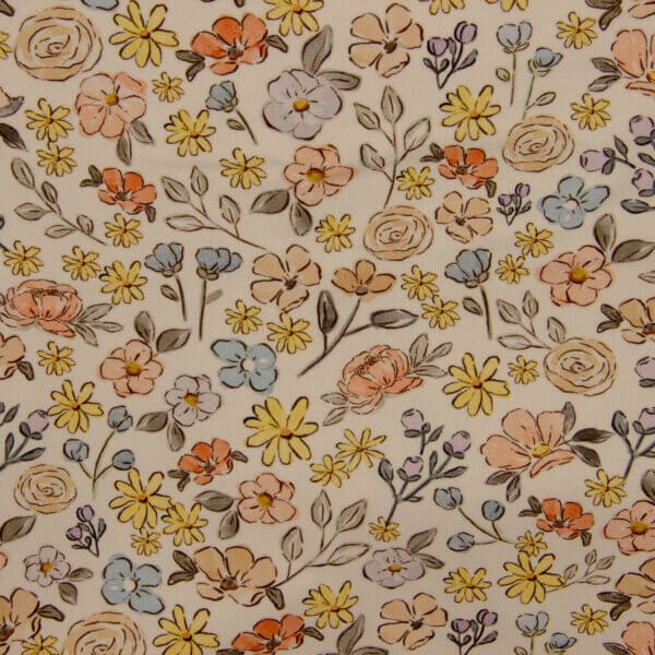 cvetlični vzorec - pisane cvetice na beli